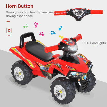 Kids Ride On Quads Boys Girls LED Lights Horn Music Toys 4 Wheels Red HOMCOM