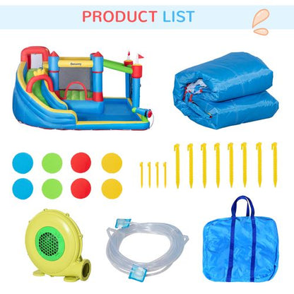 Kids Inflatable Bouncy Castle 6 in 1 Water Slide Water Gun Air Blower