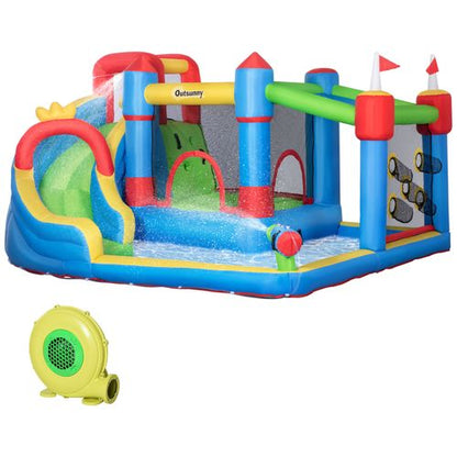 Kids Inflatable Bouncy Castle 6 in 1 Water Slide Water Gun Air Blower