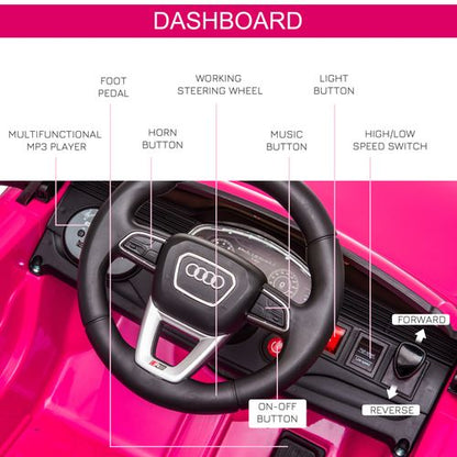 Audi RS Q8 6V Kids Electric Ride On Car Toy w/ Remote Control Pink HOMCOM