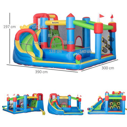 Kids Inflatable Bouncy Castle 6 in 1 Water Slide Water Gun Air Blower