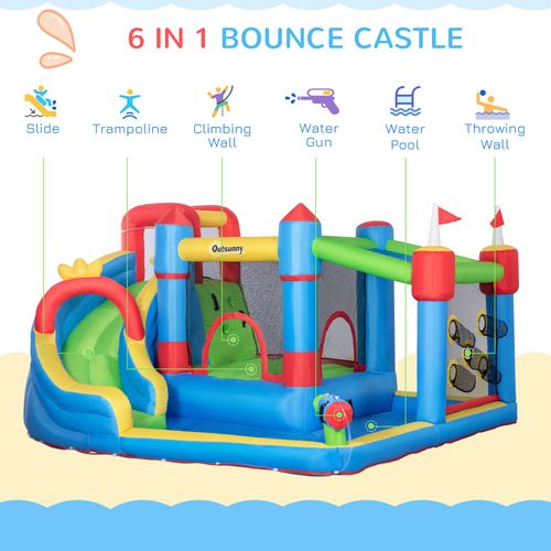 Kids Inflatable Bouncy Castle 6 in 1 Water Slide Water Gun Air Blower