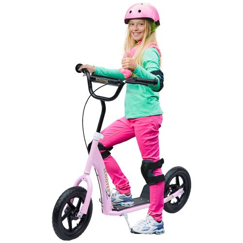 Push Scooter Teen Kids Stunt Bike Ride On with 12" EVA Tyres, Pink HOMCOM